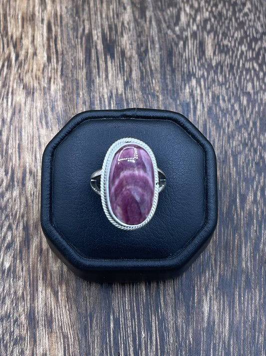 Native American Navajo Handmade Silver Purple Spiny Oyster Ring Size 7