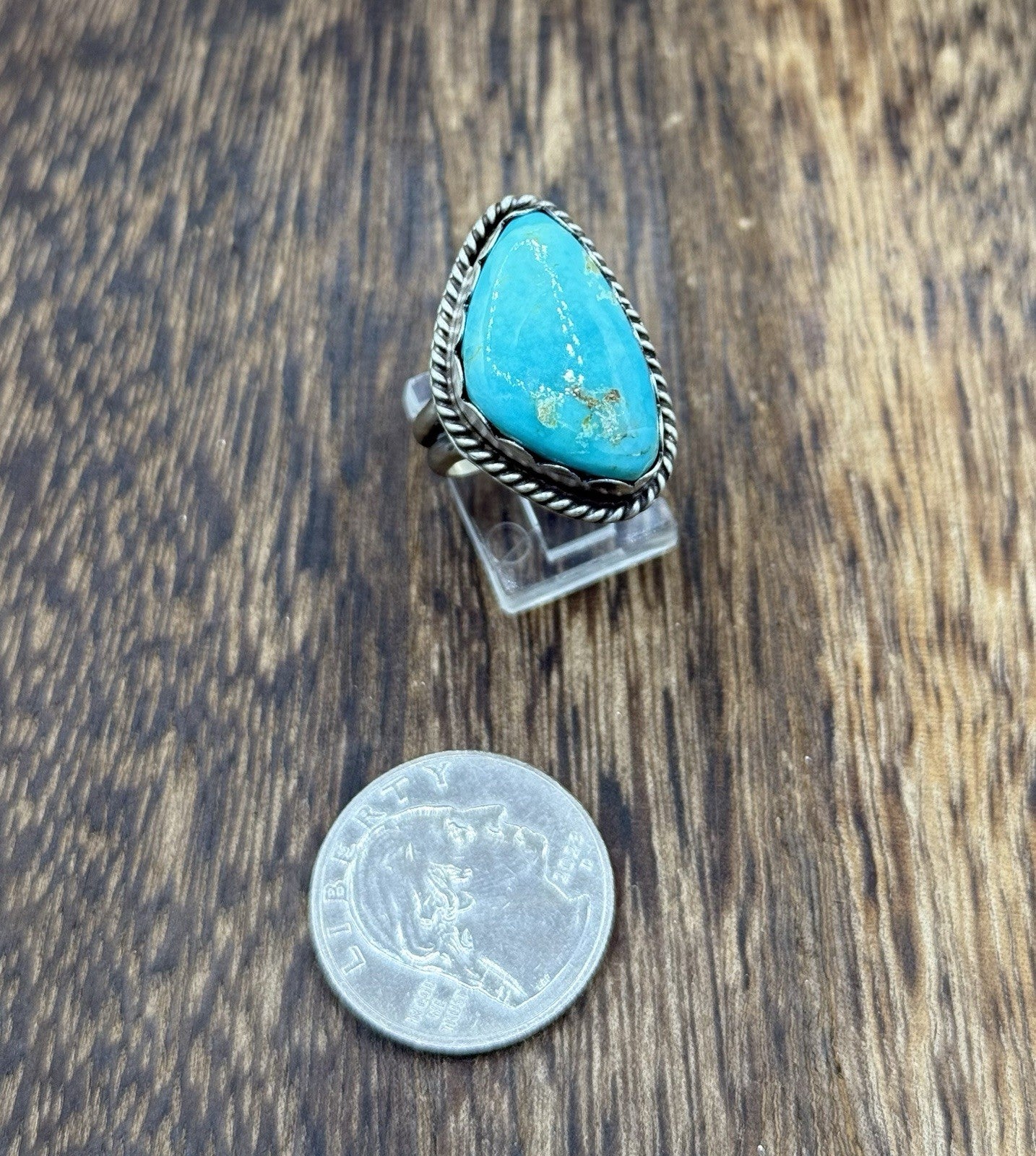 Native American Navajo Handmade Sterling Silver Royston Turquoise Ring Size 8