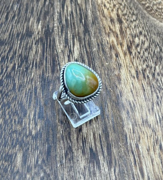 Native American Navajo Handmade Sterling Silver Royston Turquoise Ring Size 8