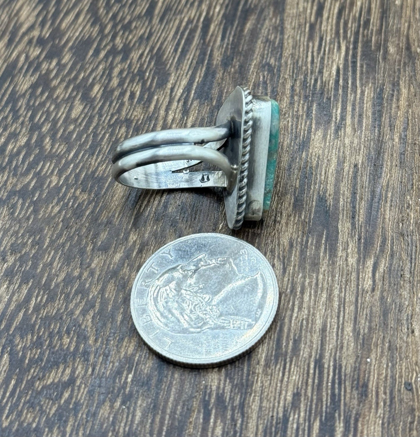 Native American Navajo Handmade Sterling Silver Royston Turquoise Ring Size 8