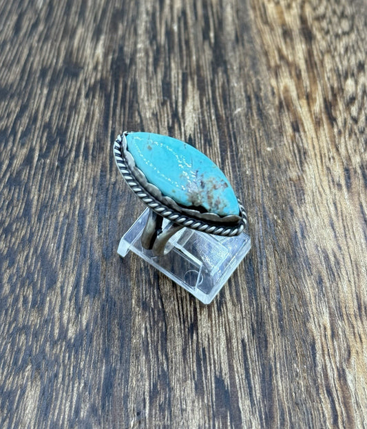 Native American Navajo Handmade Sterling Silver Royston Turquoise Ring Size 7