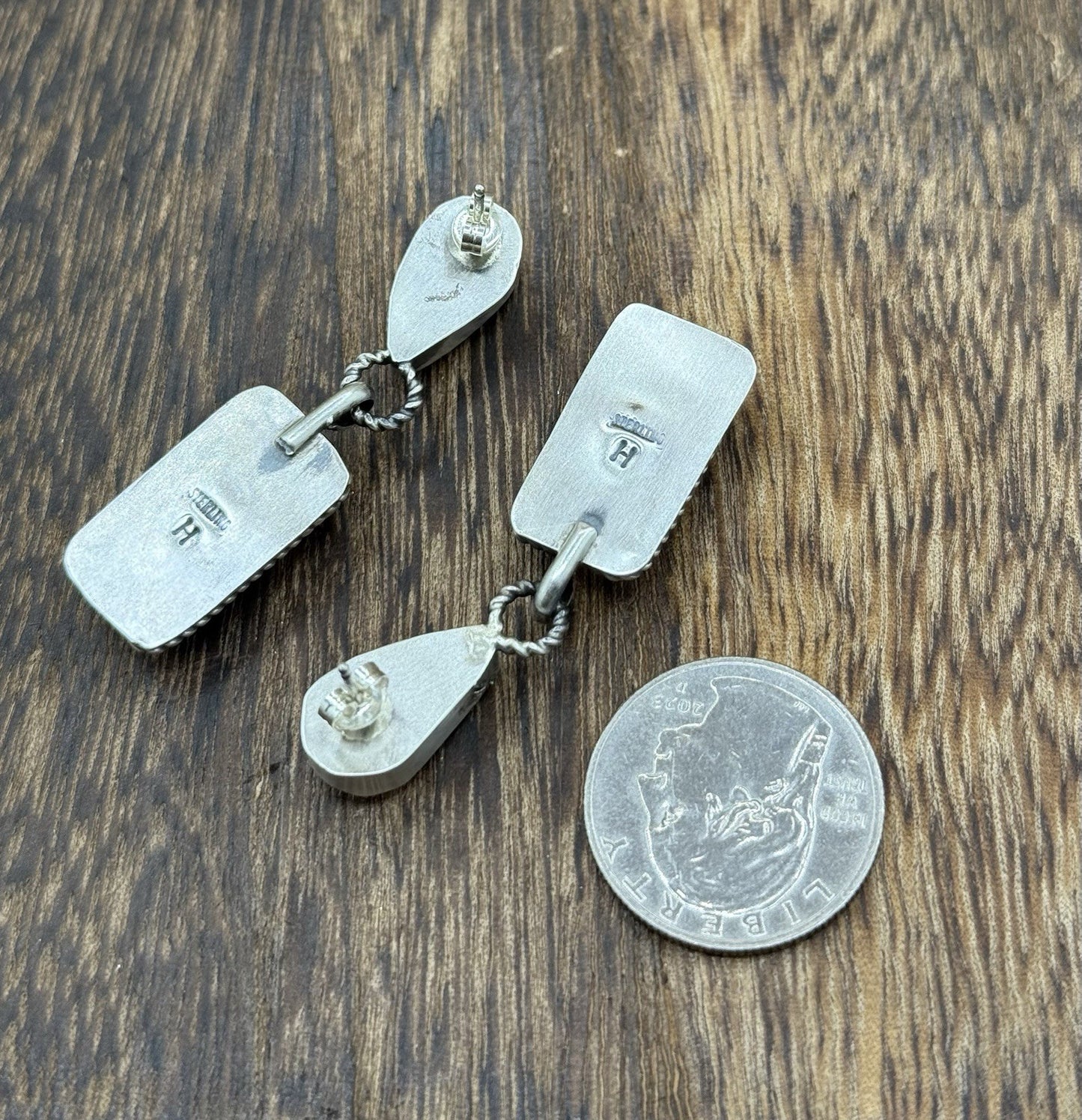 Navajo Handmade Sterling Silver Mixed Spiny Oyster Shell Post Dangle Earrings