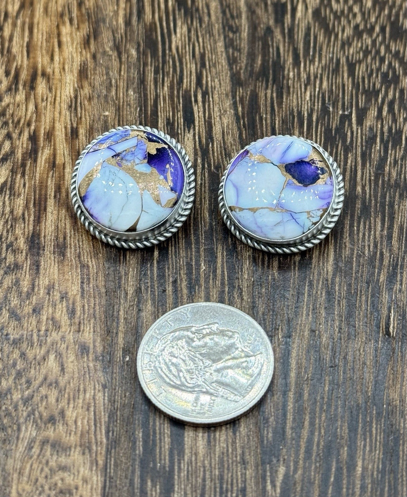 Navajo Handmade Sterling Silver Violet Rose Dahlia Post Earrings Letricia Largo