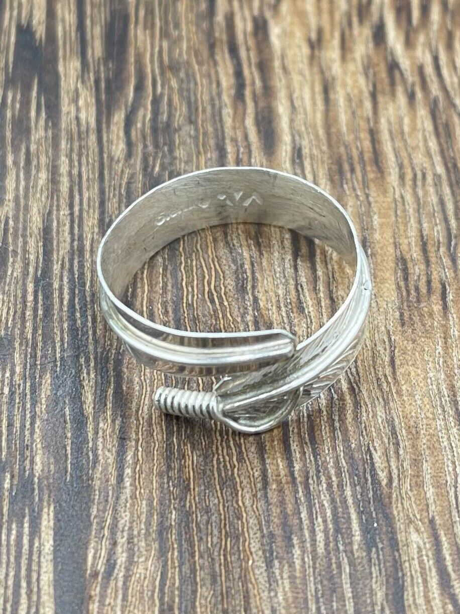 Native American Sterling Silver Navajo Handmade Adjustable Ring From Size 6-11