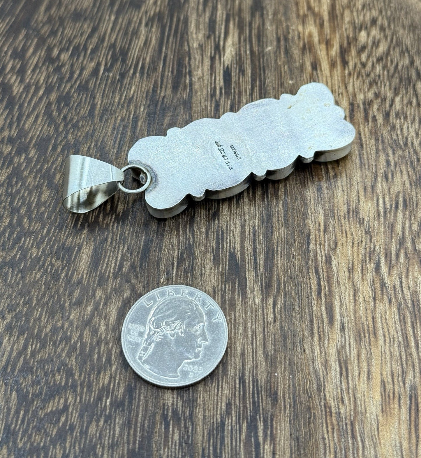 Native Navajo Handmade Sterling Silver Kingman Turquoise Cluster Drop Pendant