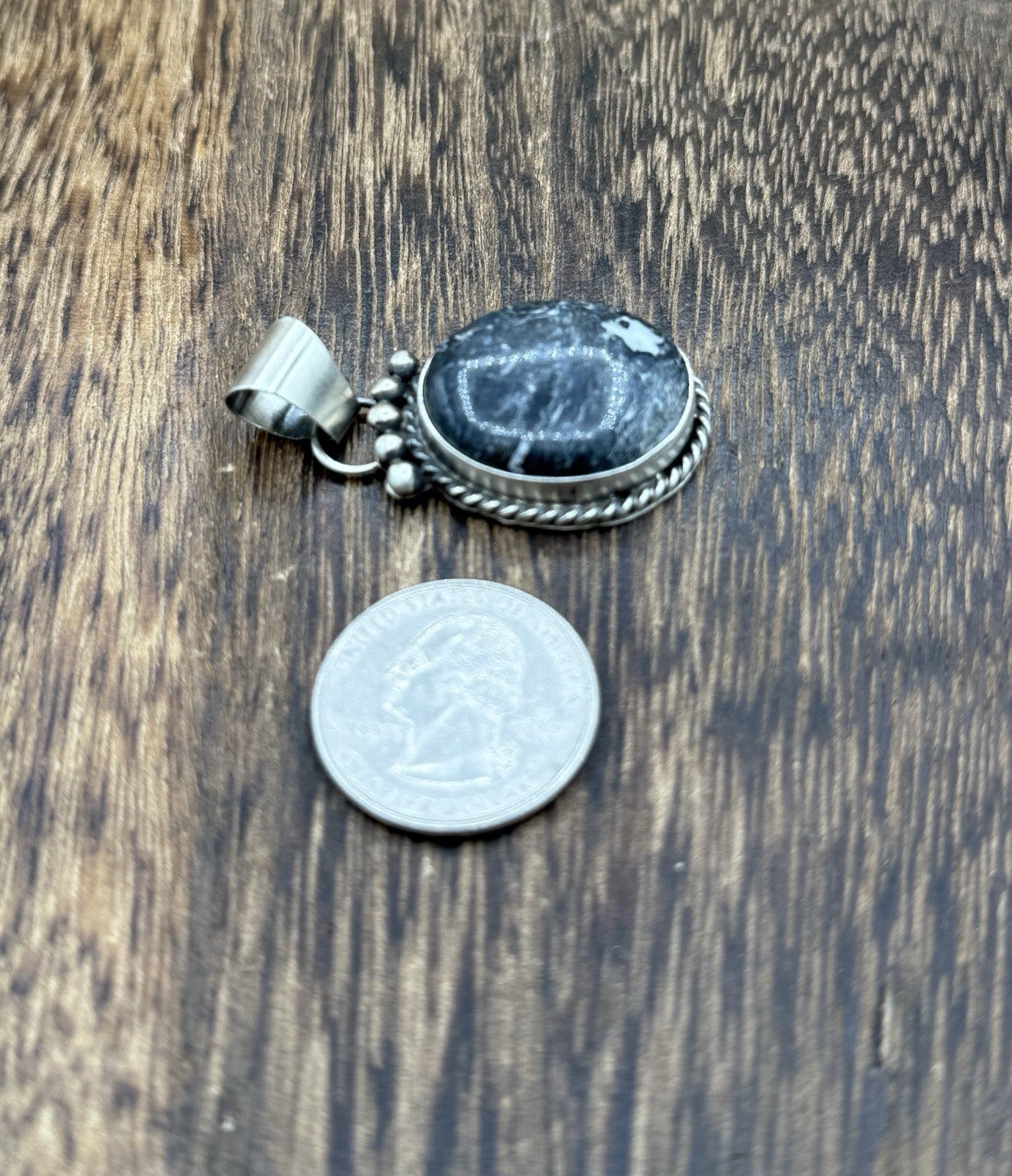 Native American Navajo Handmade Sterling Silver White Buffalo Pendant Old Look