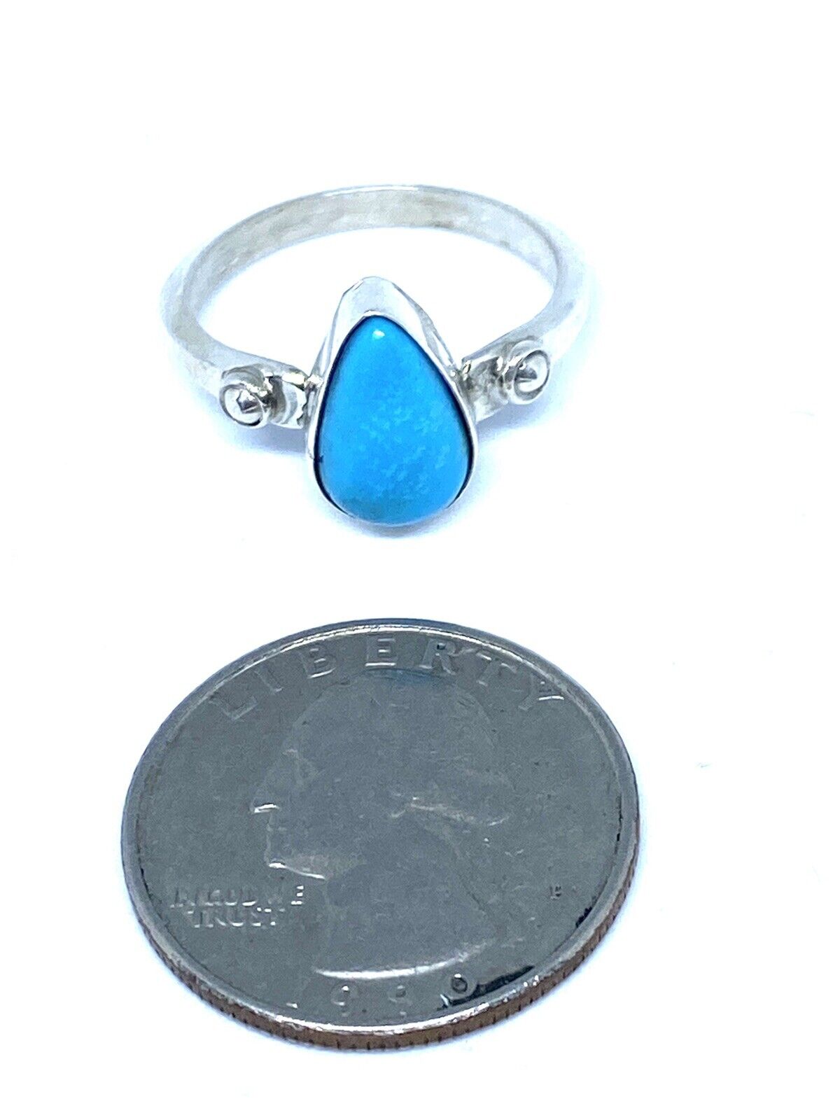 Native American Sterling Silver Navajo Handmade Natural Turquoise Ring Size 9.5