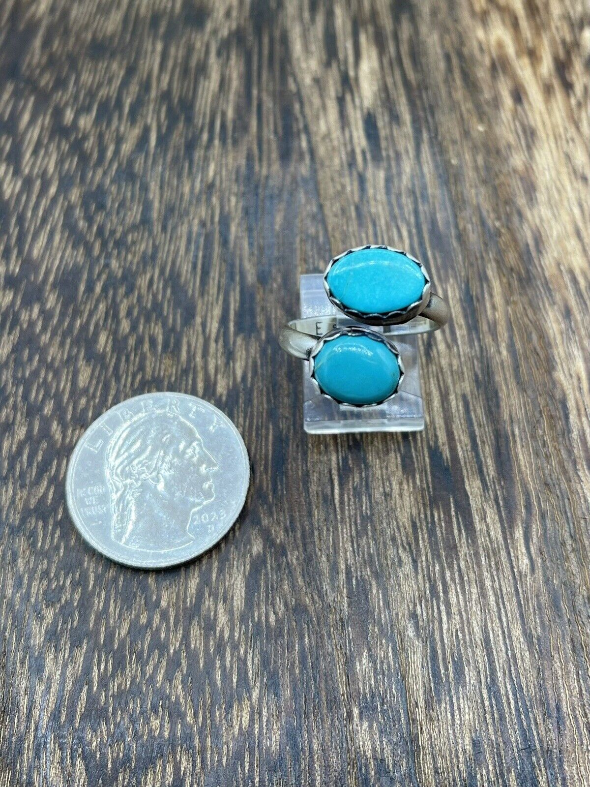 Native American Navajo Handmade Sterling Silver Turquoise Adjustable Ring 6 To 8