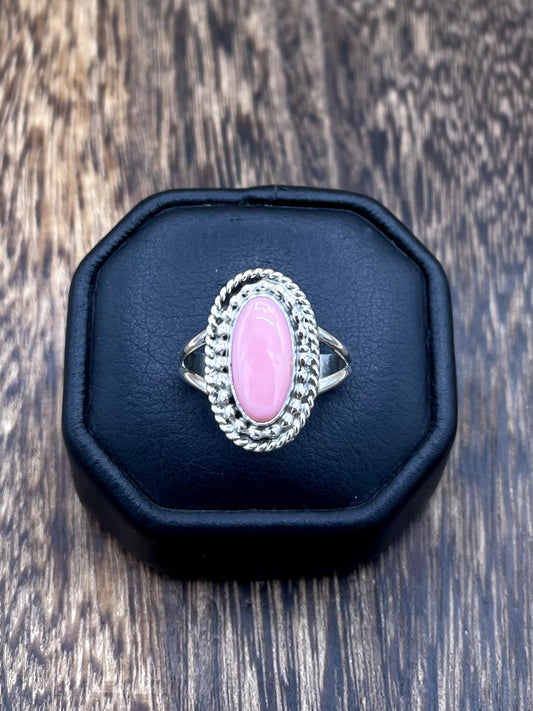 Navajo Handmade Sterling Silver Pink Conch Shell Band Rings By Byron Begay