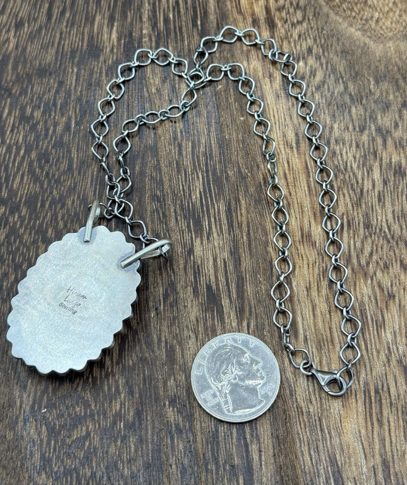 Native Navajo Handmade Sterling Silver Sonoran Gold Turquoise Necklace 18” Large