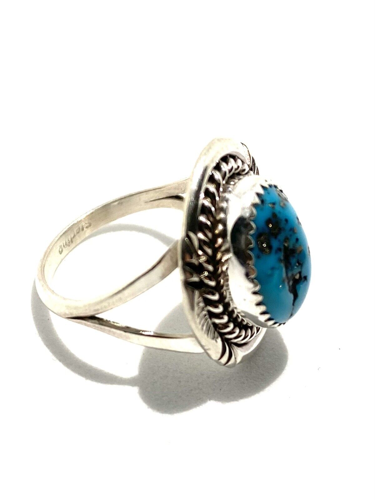 Native American Sterling Navajo Handmade Natural Turquoise Ring Size 7