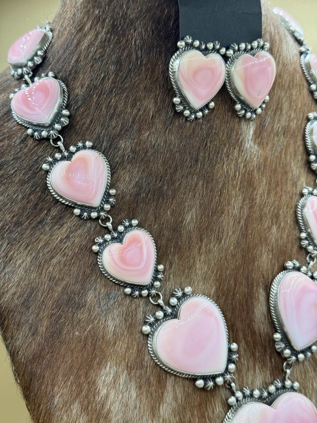Native Navajo Handmade Sterling Silver Pink Conch Shell Y Lariat Necklace 25”