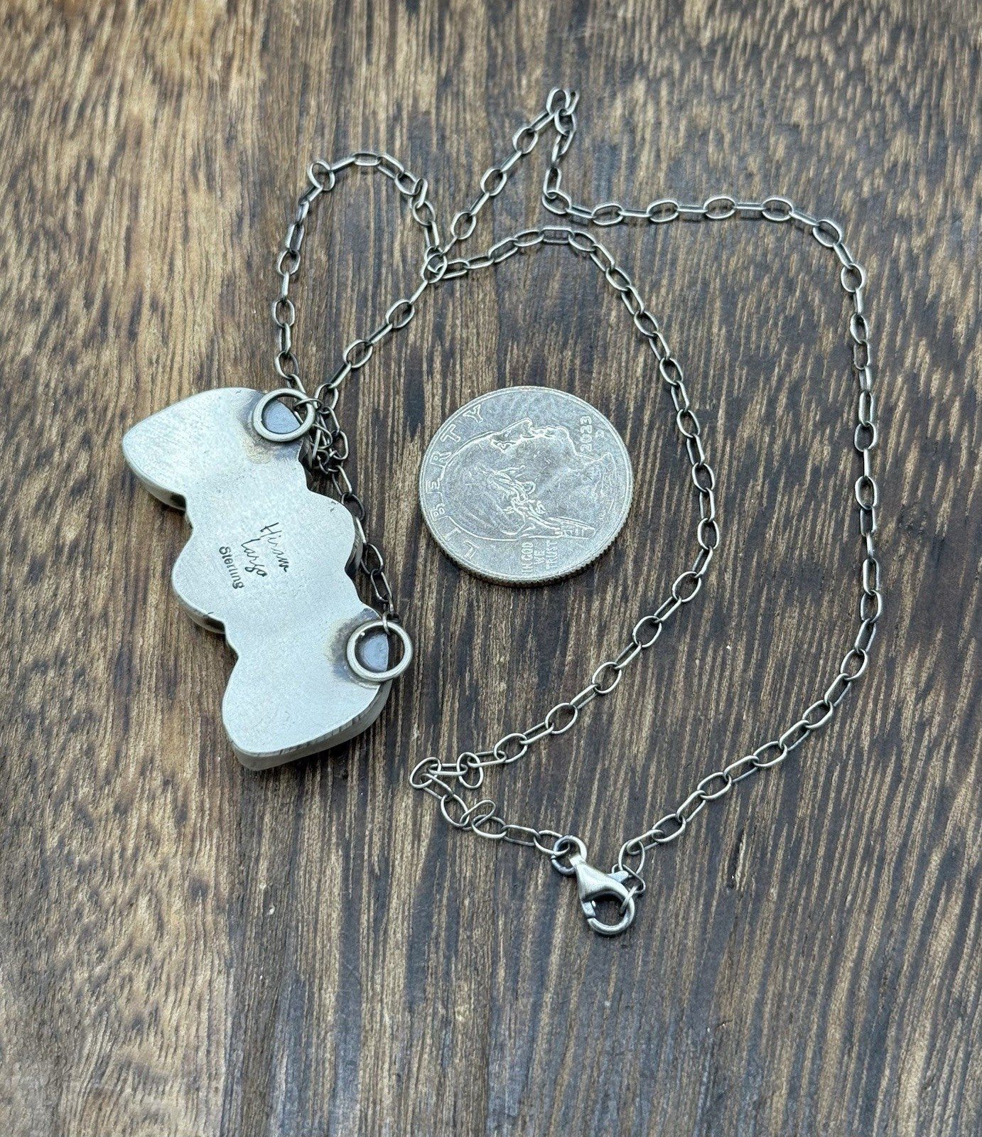 Navajo Handmade Sterling Silver Multicolor Spiny Oyster Cluster Bar Necklace 18”