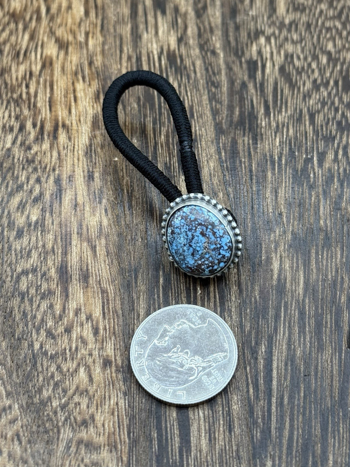 Native American Navajo Handmade Sterling Silver Golden Hills Turquoise Hair Tie