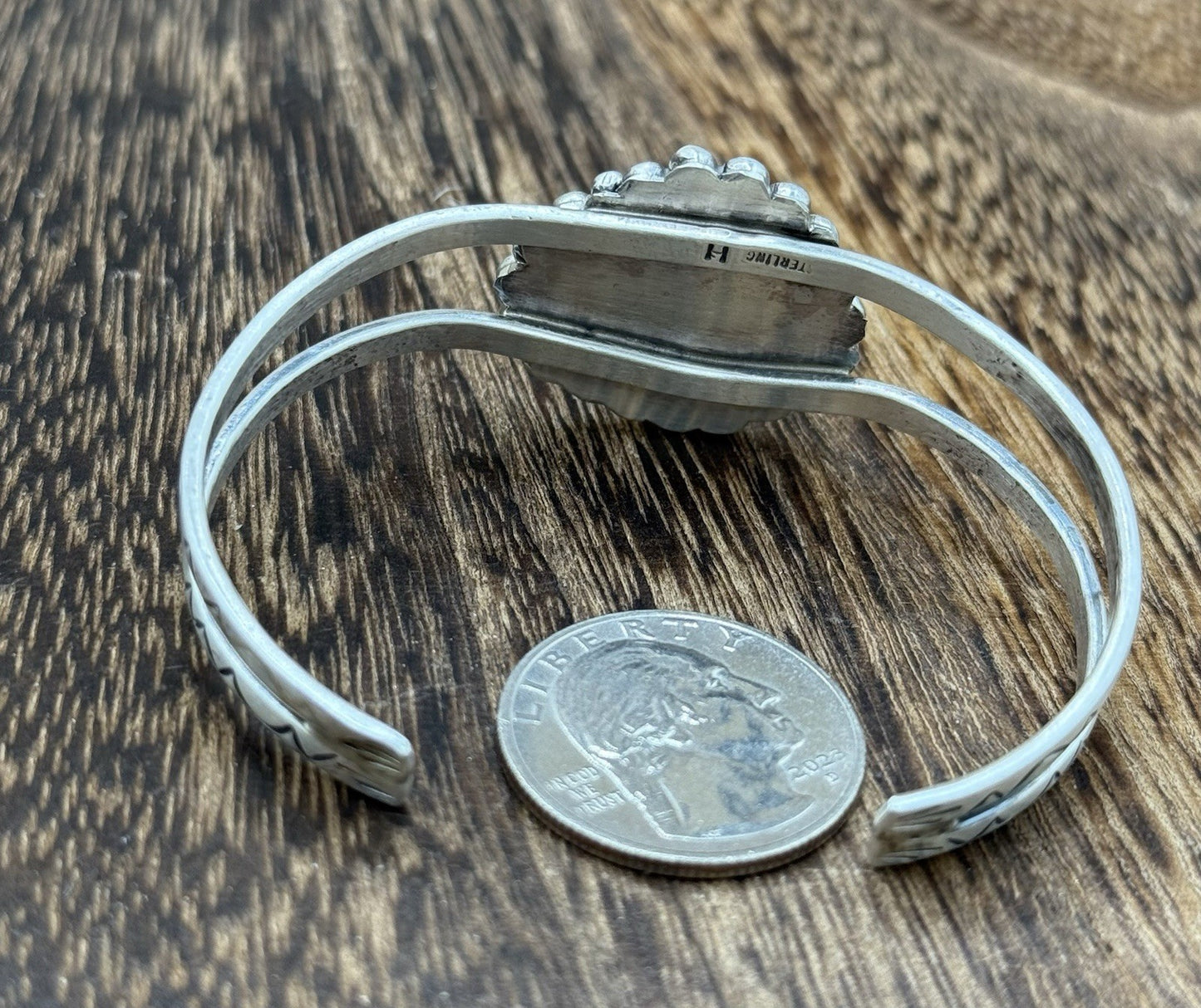 Native Navajo Handmade Sterling Silver Sonoran Gold Turquoise Cuff Bracelet