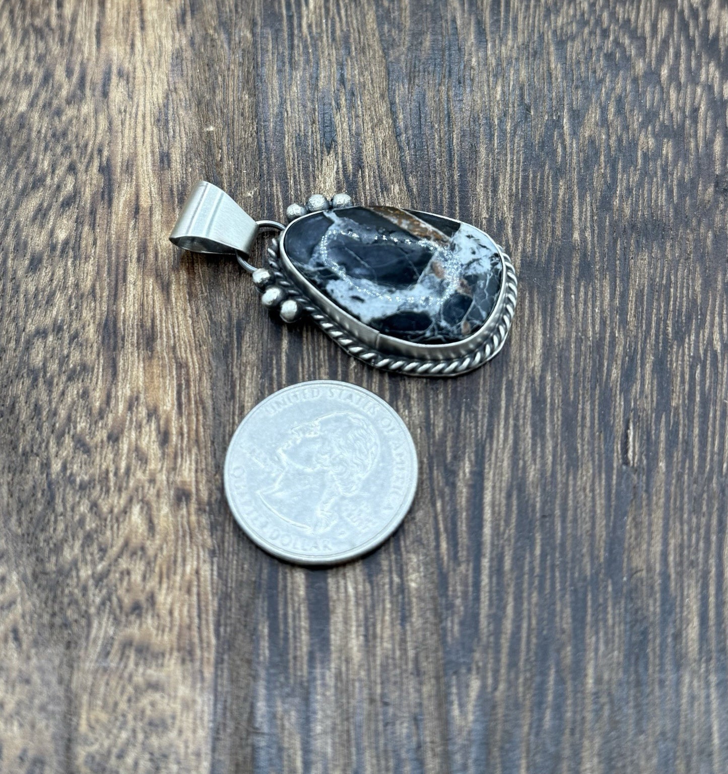 Native American Navajo Handmade Sterling Silver White Buffalo Pendant Old Look