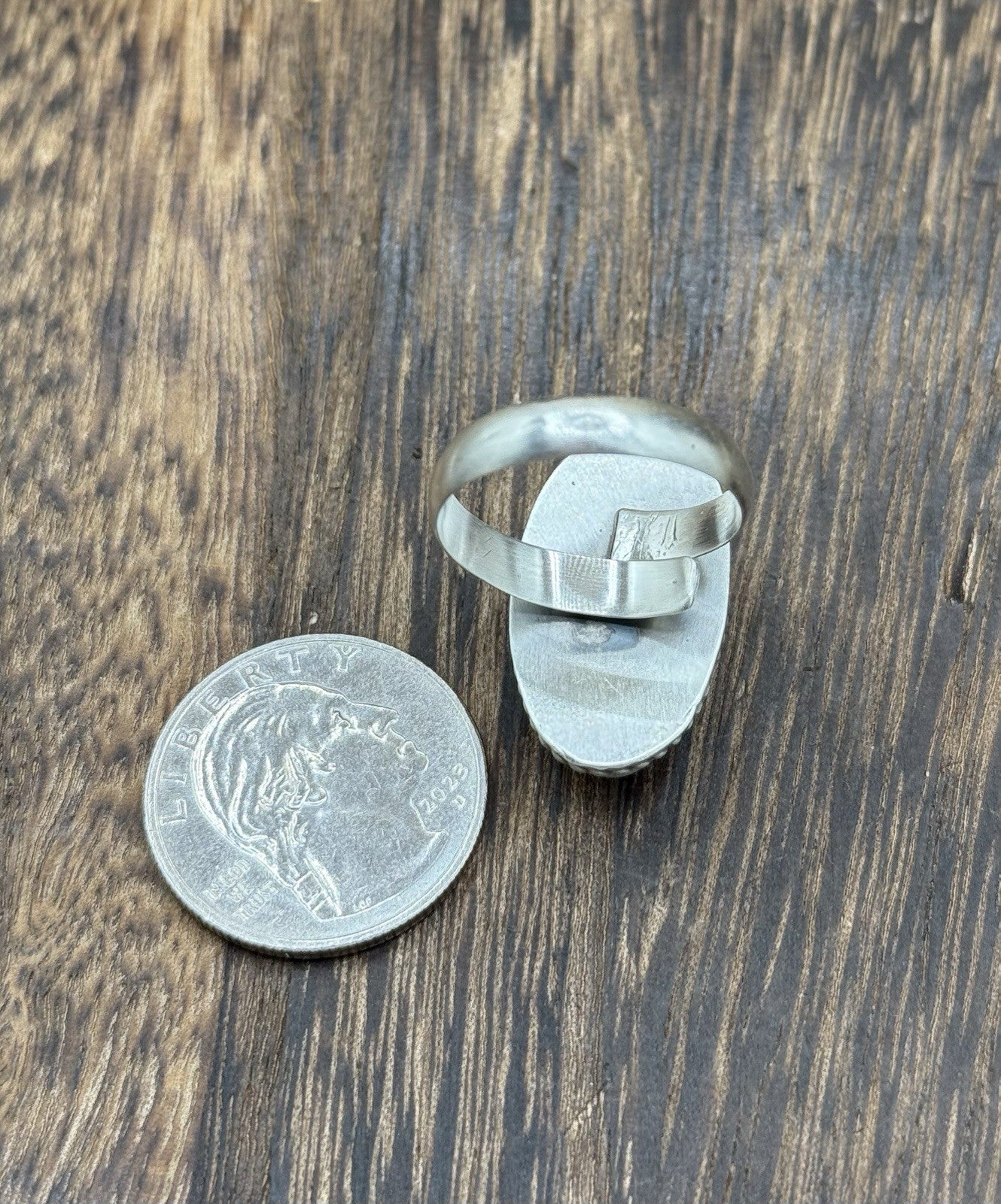 Navajo Handmade Sterling Silver Red Spiny Oyster Adjustable Ring Size 7 - 10