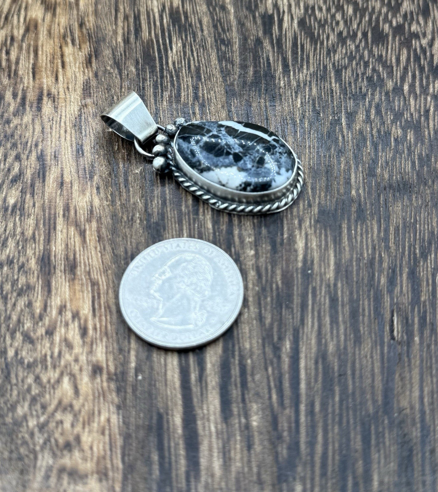 Native American Navajo Handmade Sterling Silver White Buffalo Pendant Old Look