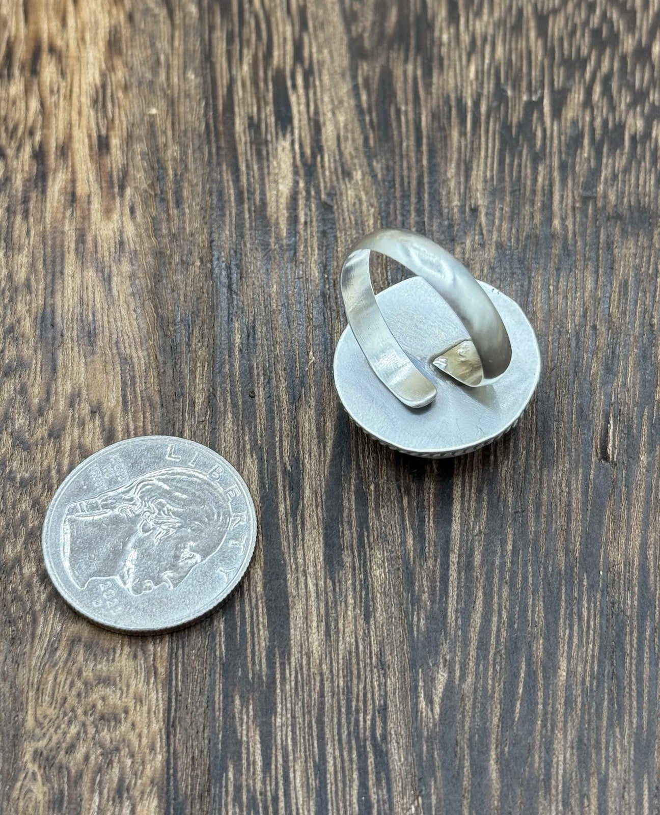 Navajo Handmade Sterling Silver Dahlia Rose Adjustable Ring  Size 7 To 10