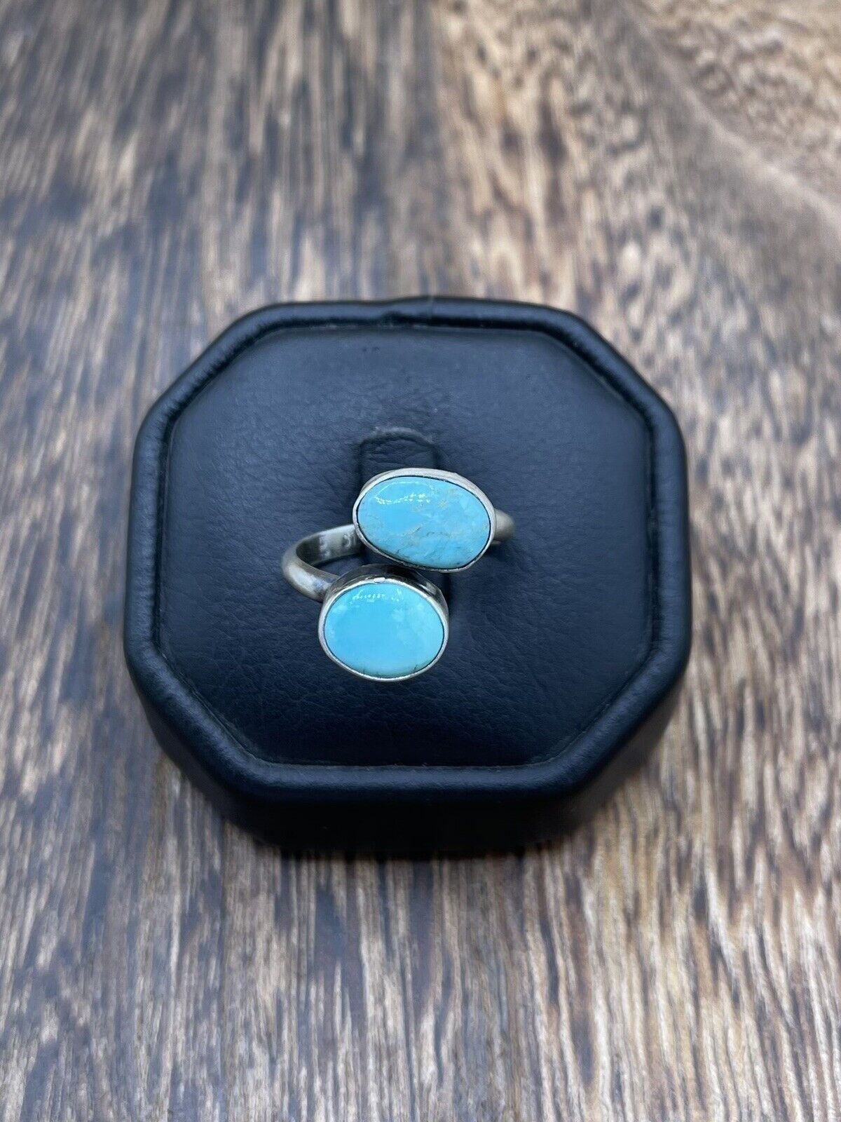 Native American Navajo Handmade Sterling Silver Turquoise Adjustable Ring 6 To 8