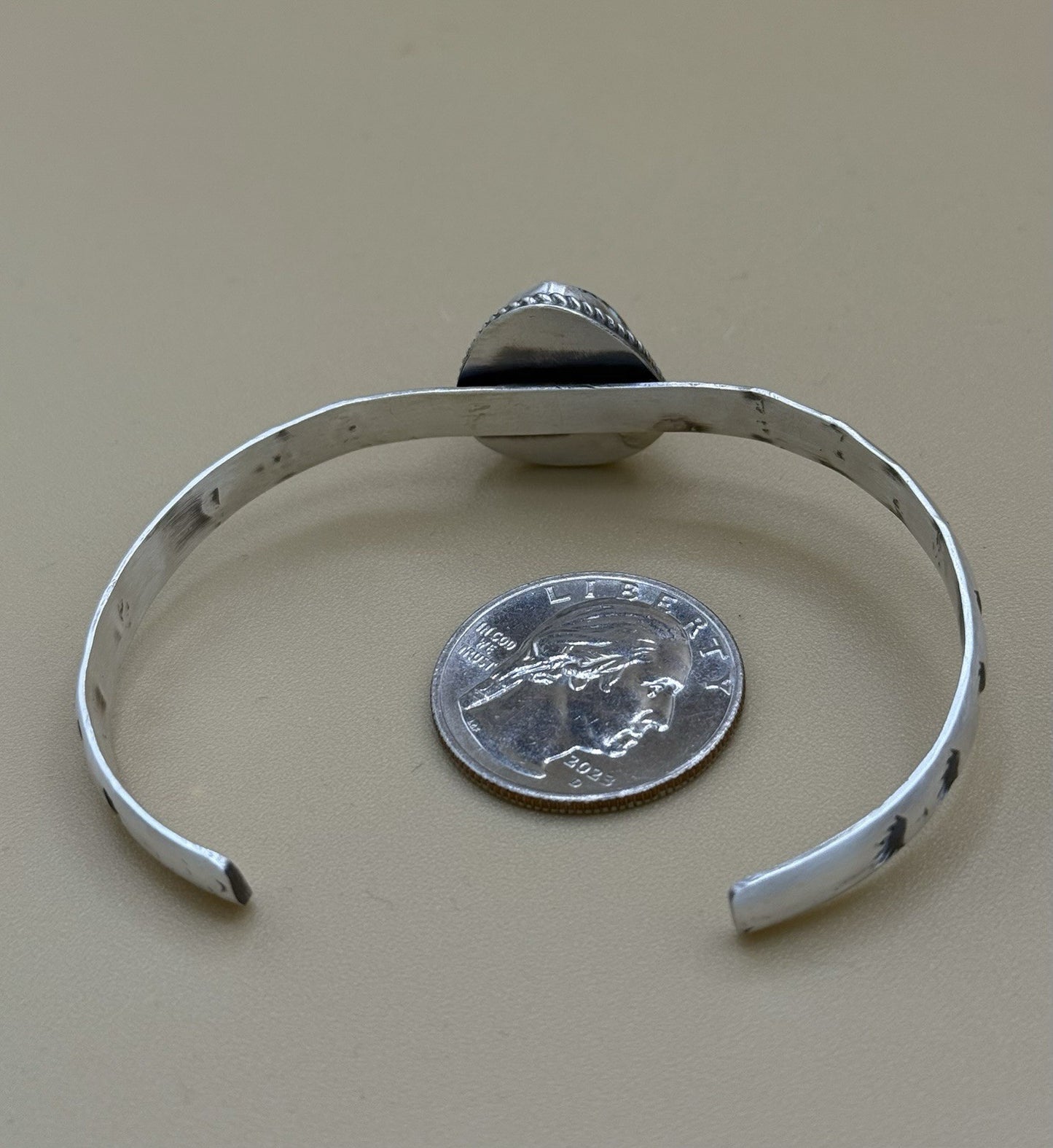 Navajo Handmade Sterling Silver Golden Hills Turquoise Stacker Cuff Bracelet