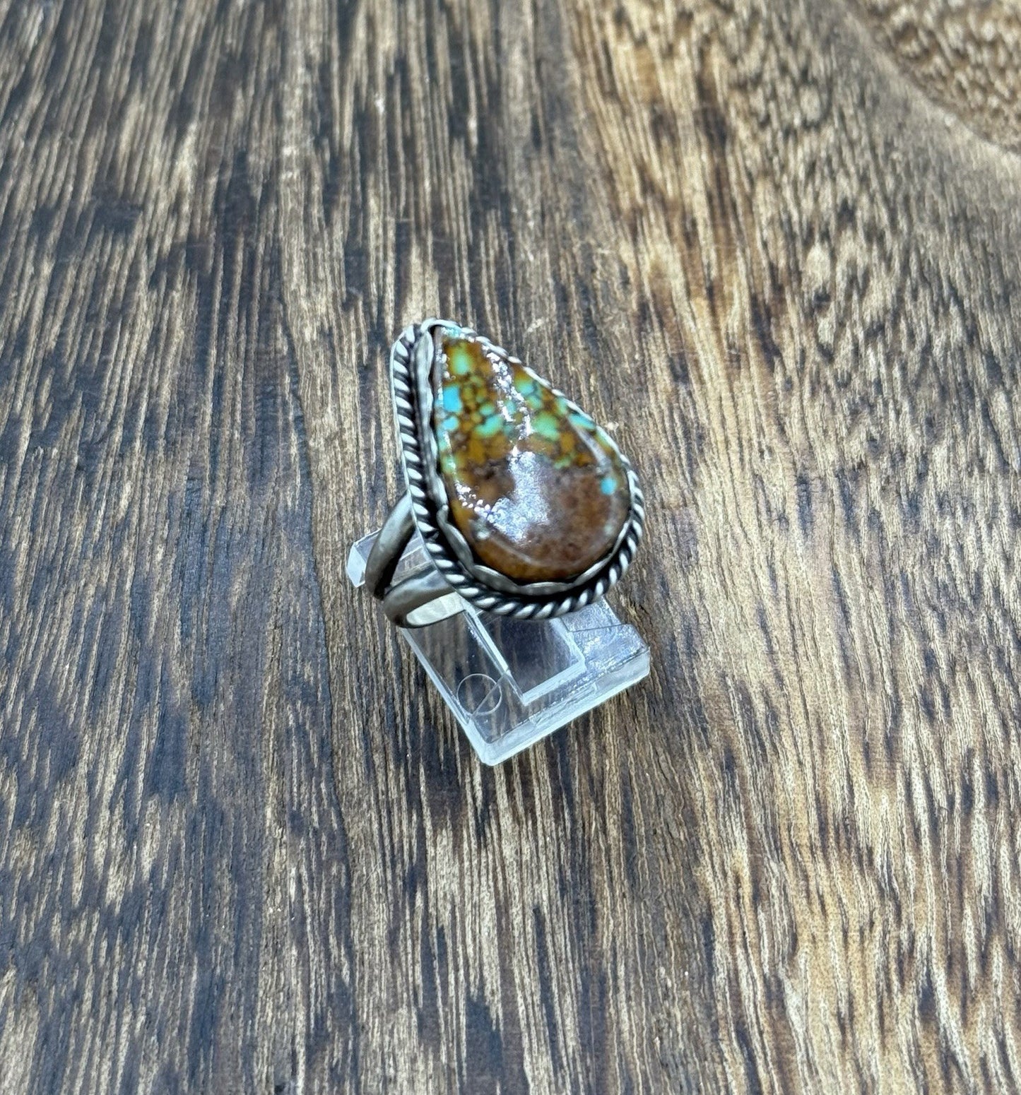 Native American Navajo Handmade Sterling Silver Royston Turquoise Ring Size 9