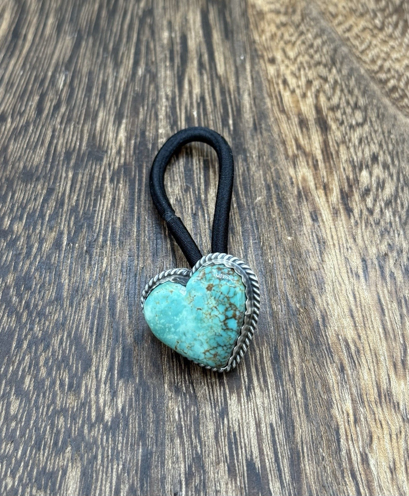 Native American Navajo Handmade Sterling Silver Kingman Turquoise Hair Tie