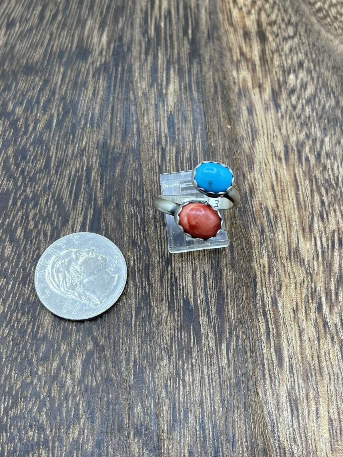 Native American Navajo Handmade Silver Turquoise Adjustable Ring Size 6 To 8