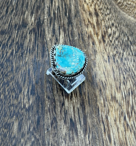 Native American Navajo Handmade Sterling Silver Royston Turquoise Ring Size 8