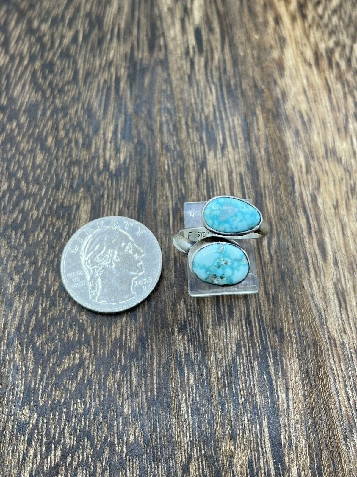 Native American Navajo Handmade Sterling Silver Turquoise Adjustable Ring 6 To 8