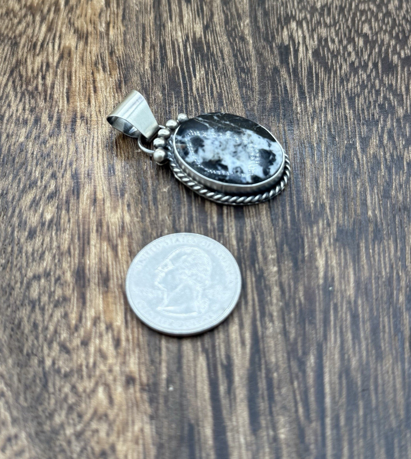 Native American Navajo Handmade Sterling Silver White Buffalo Pendant Old Look