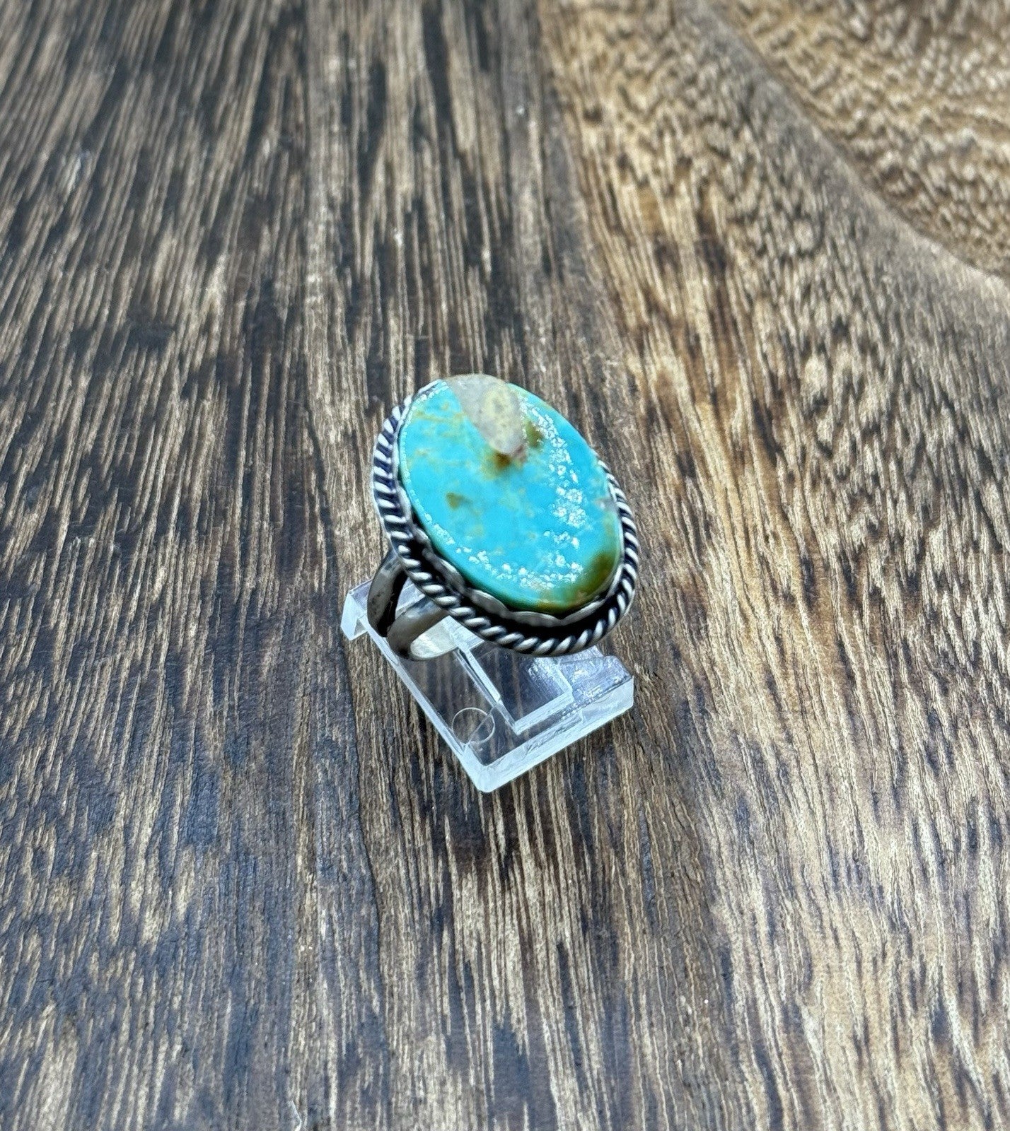Native American Navajo Handmade Sterling Silver Royston Turquoise Ring Size 9