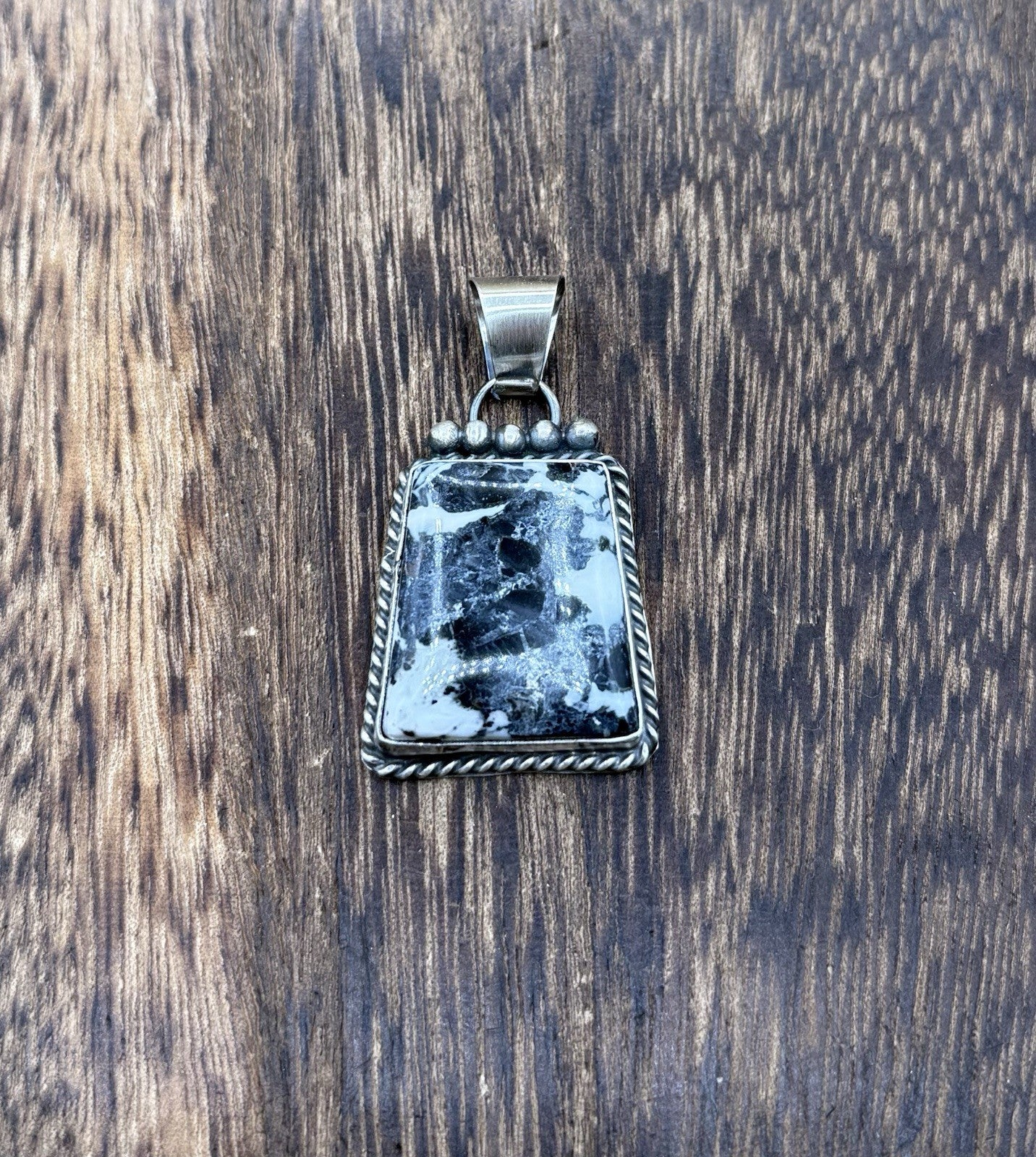 Native American Navajo Handmade Sterling Silver White Buffalo Pendant Old Look