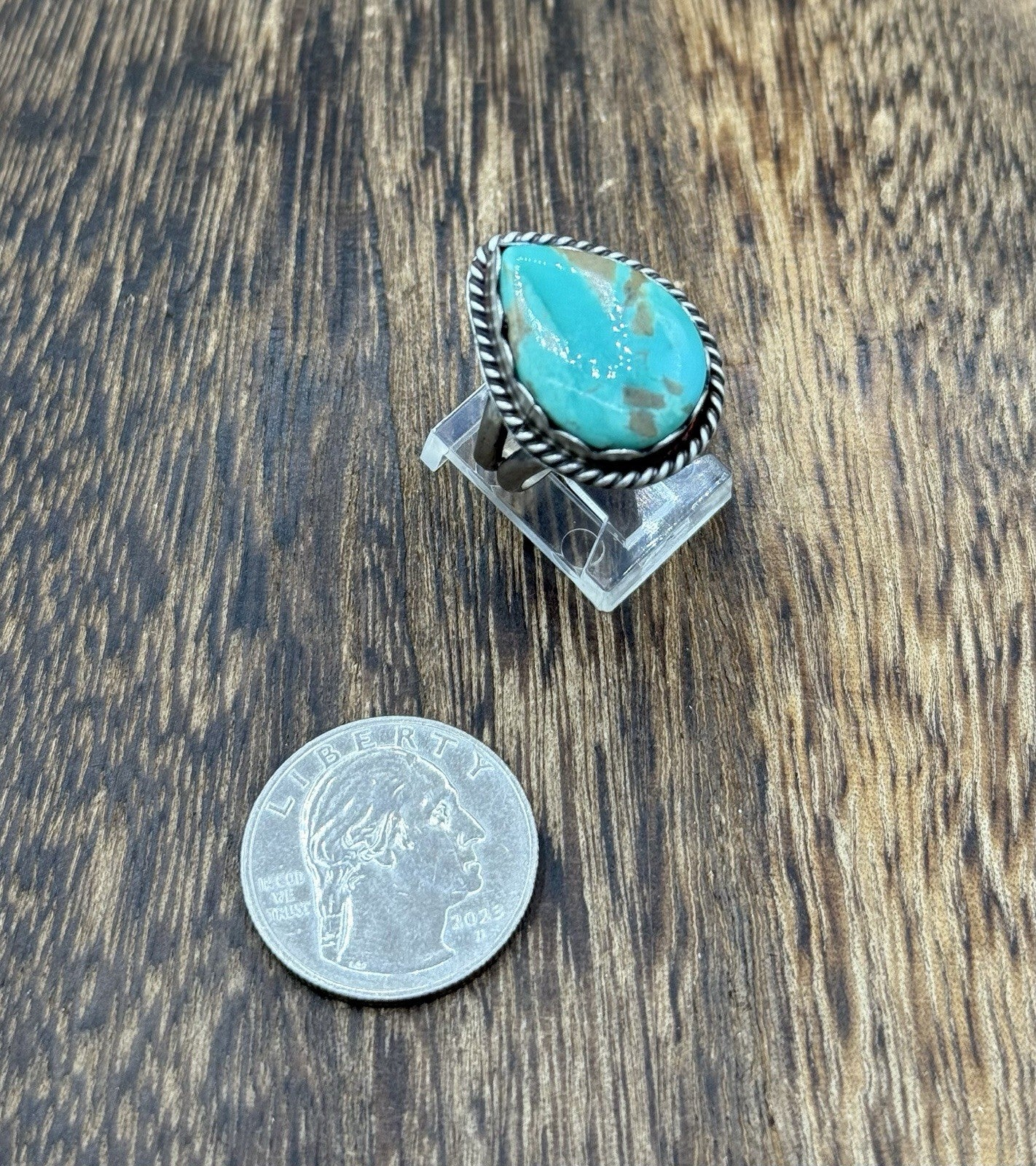 Native American Navajo Handmade Sterling Silver Royston Turquoise Ring Size 7