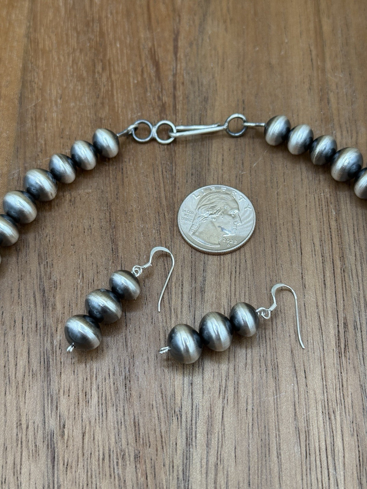 Authentic Navajo Handmade Old Look Navajo Pearl Bead Necklace Set 24” 10mm