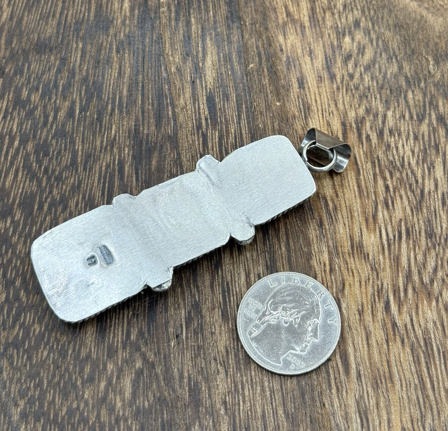 Native Navajo Handmade Sterling Silver Spiny Oyster Shell Drop Pendant