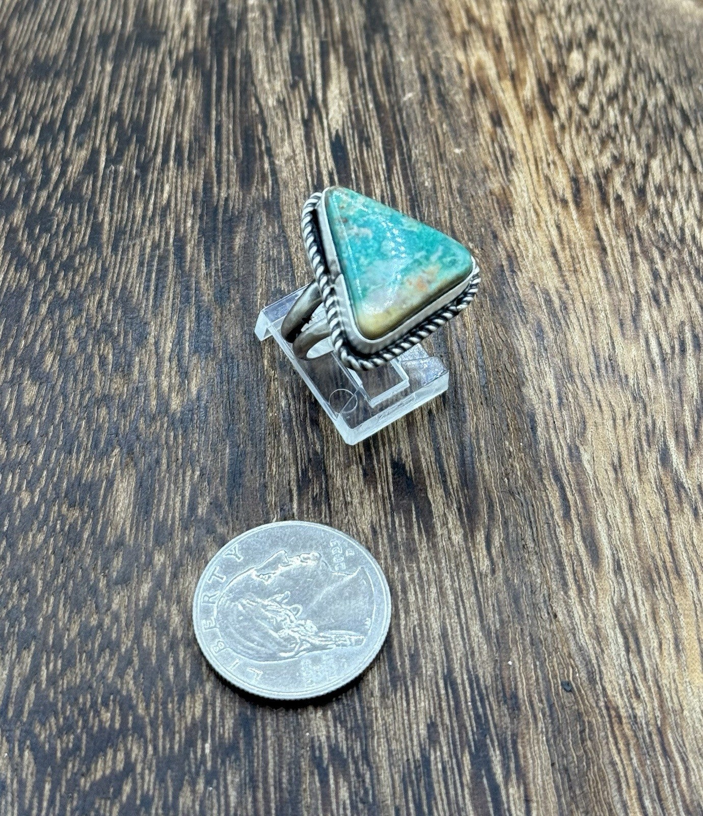 Native American Navajo Handmade Sterling Silver Royston Turquoise Ring Size 8