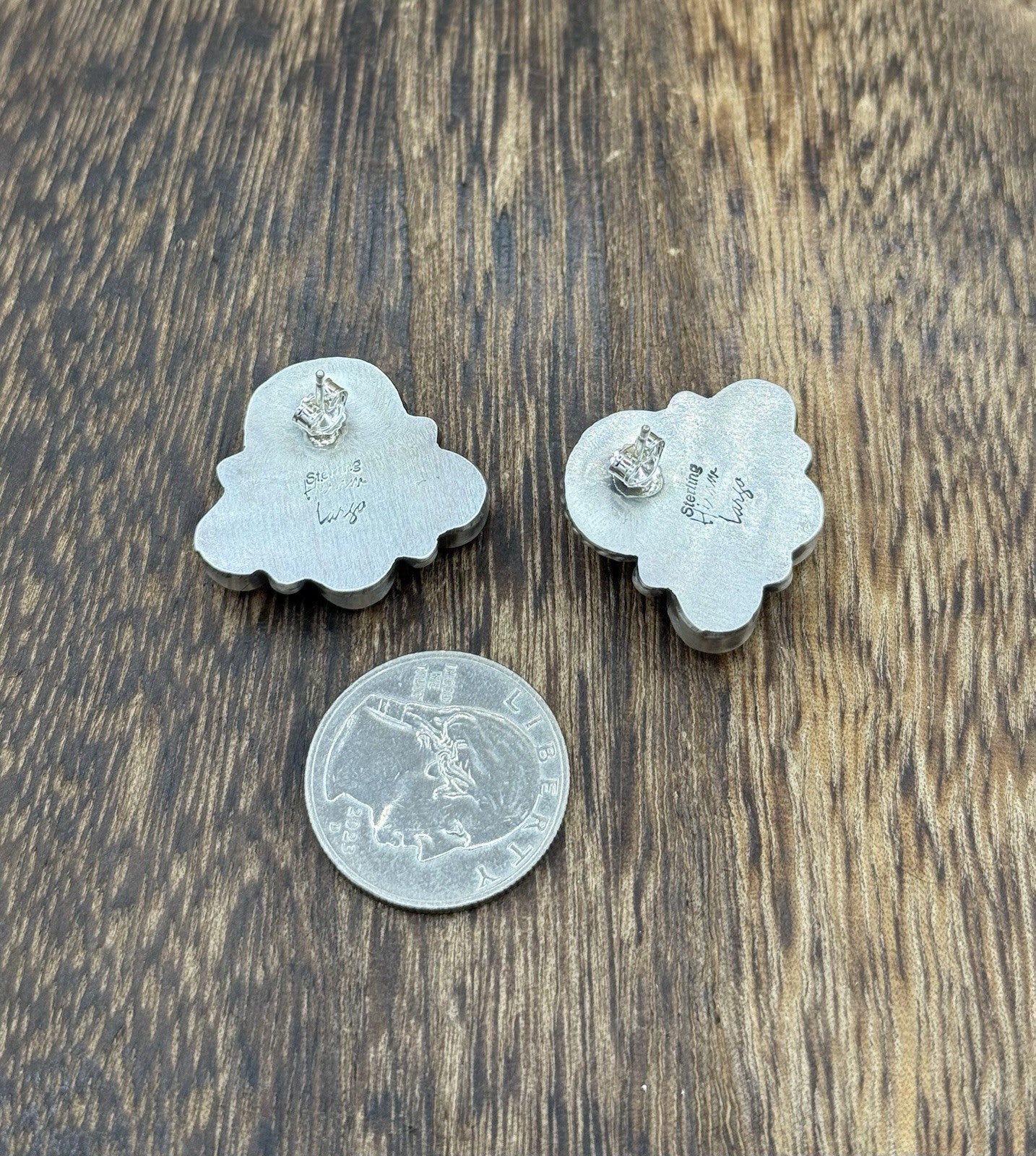 Native Navajo Handmade Sterling Silver Pink Conch Shell Cluster Earrings