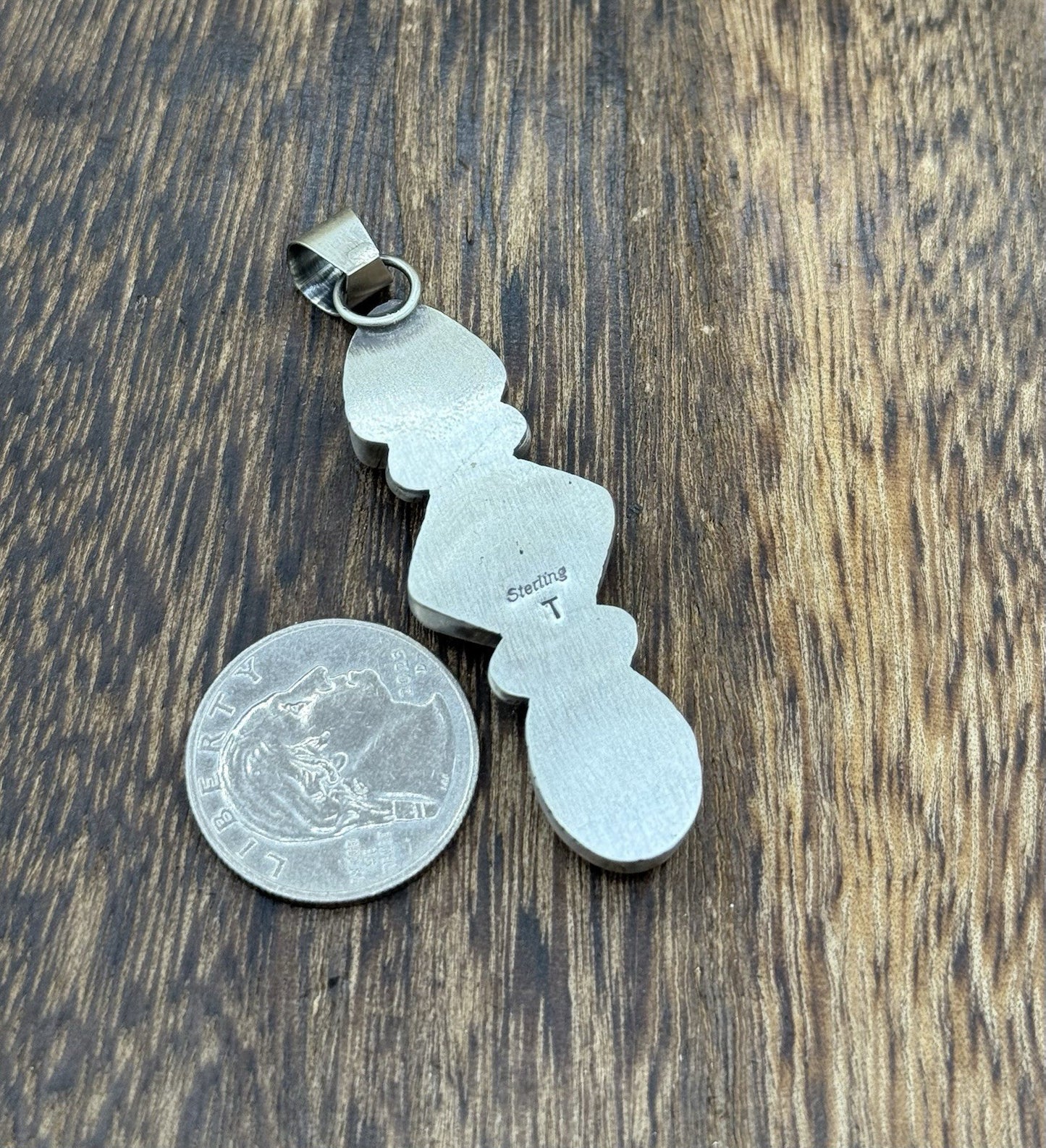 Navajo Handmade Sterling Silver Orange Spiny Oyster Shell Cluster Drop Pendant