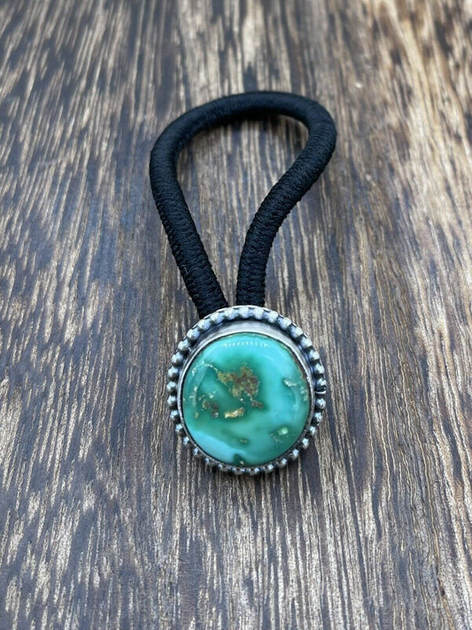 Native American Navajo Handmade Sterling Silver Turquoise Hair Tie Scott Skeets