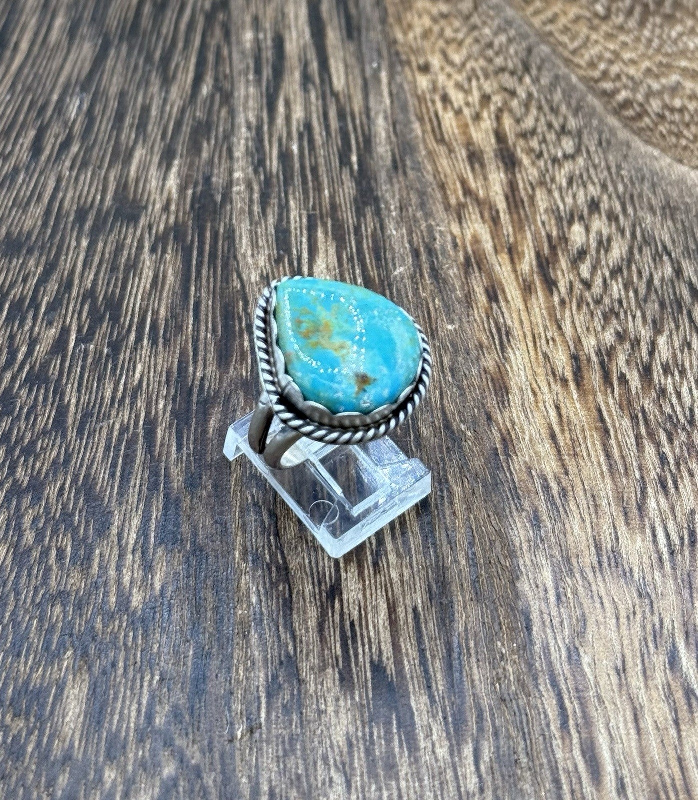 Native American Navajo Handmade Sterling Silver Royston Turquoise Ring Size 9
