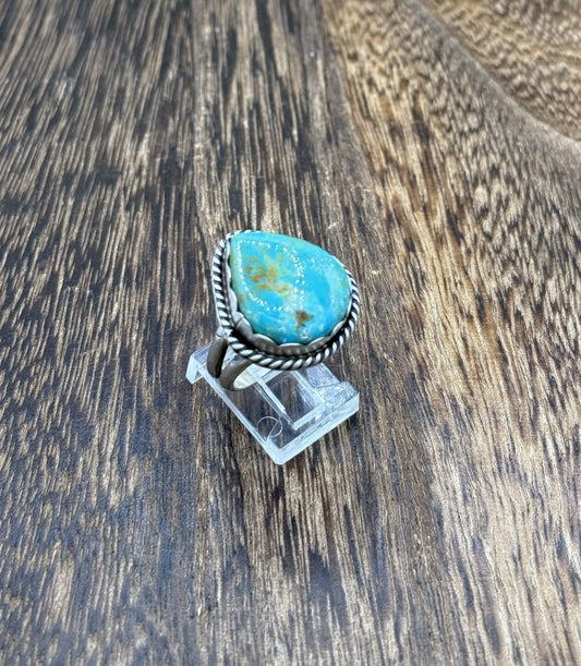 Native American Navajo Handmade Sterling Silver Royston Turquoise Ring Size 9