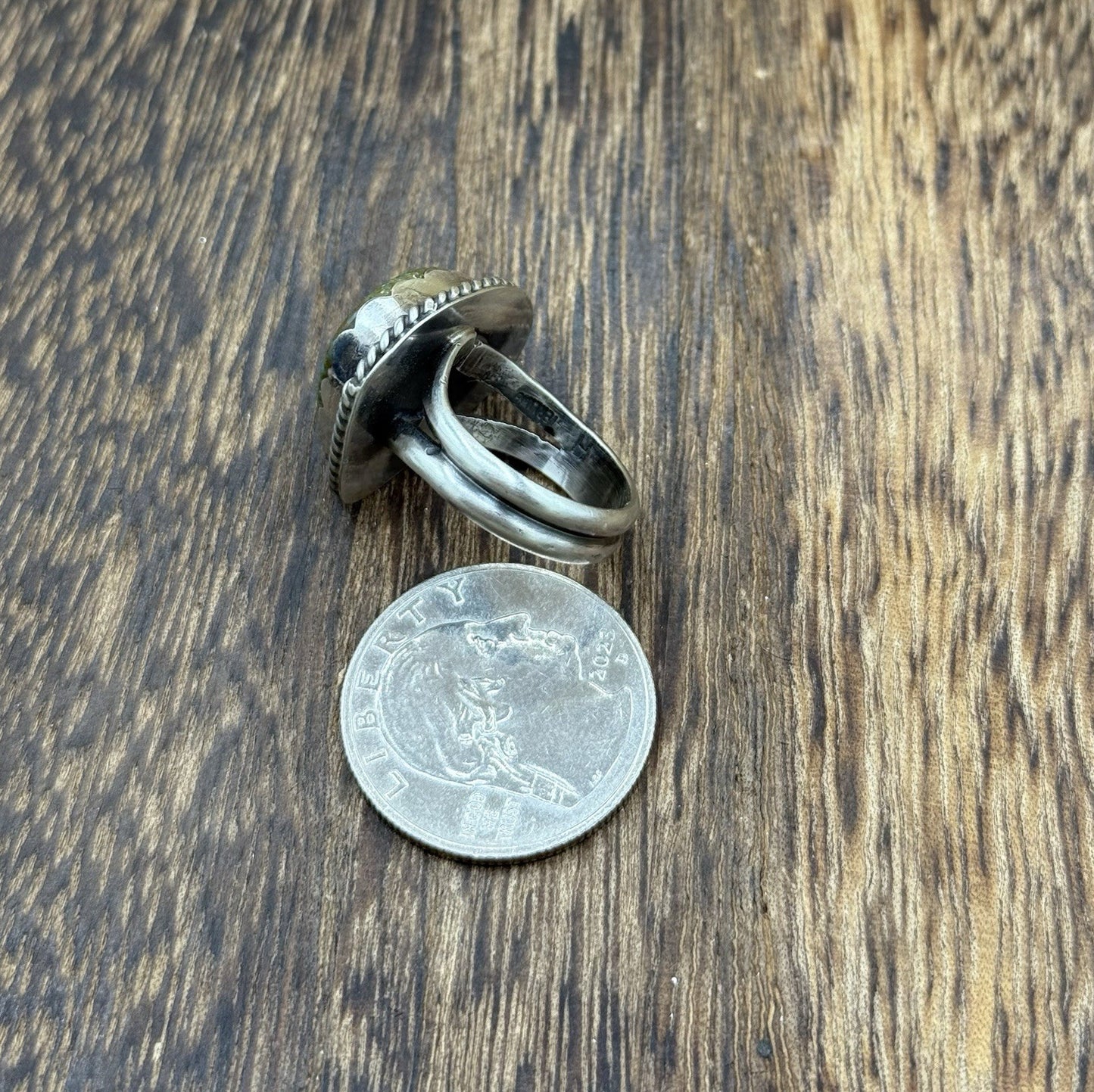 Native American Navajo Handmade Sterling Silver Royston Turquoise Ring Size 7