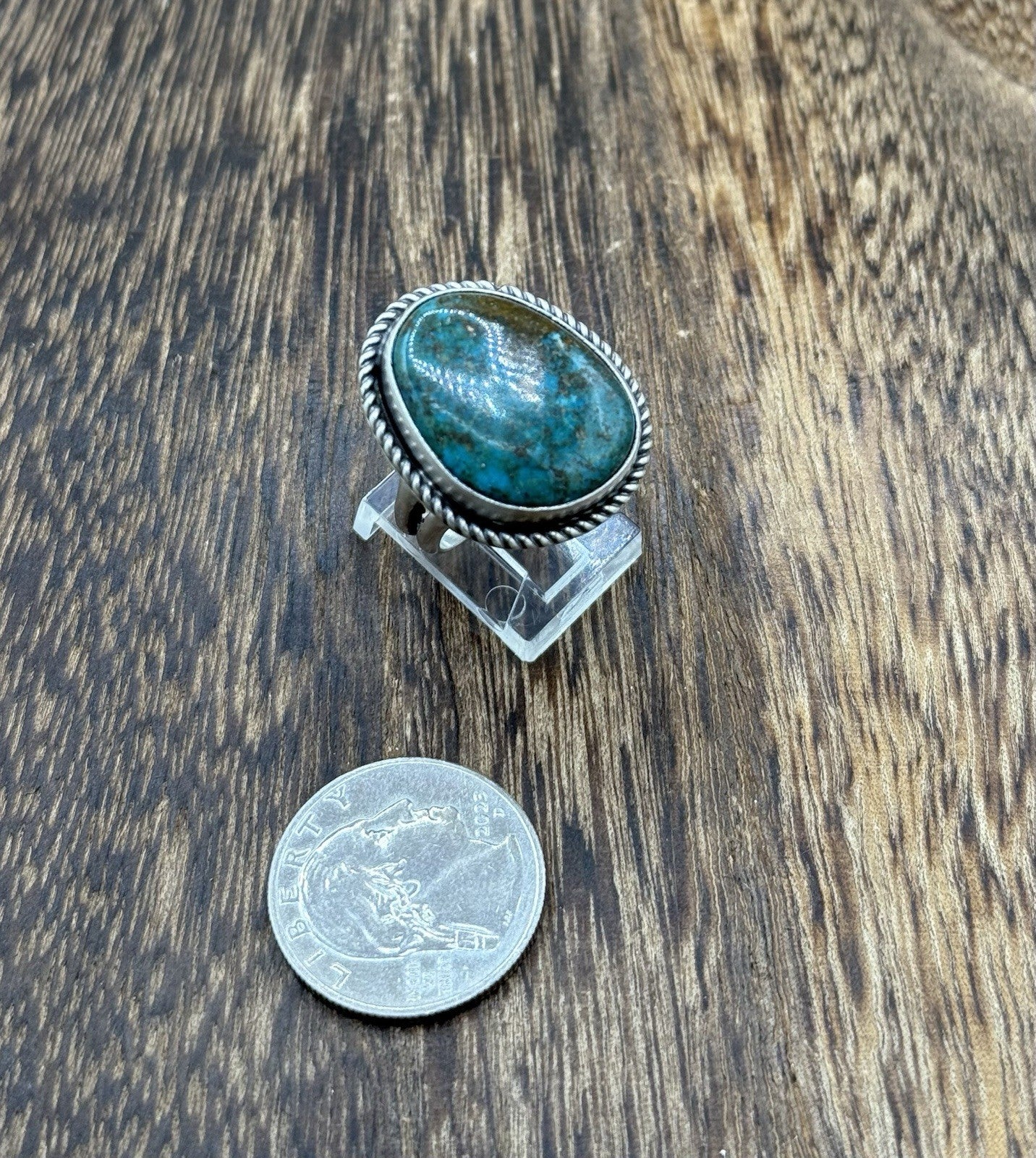 Native American Navajo Handmade Sterling Silver Royston Turquoise Ring Size 8