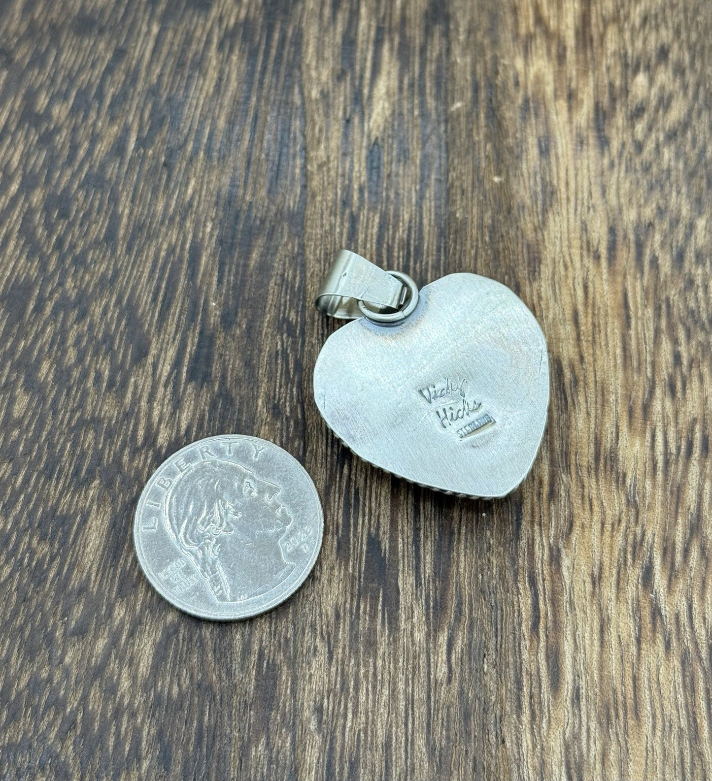 Navajo Handmade Sterling Silver Red Spiny Oyster Shell Heart Shaped Pendant