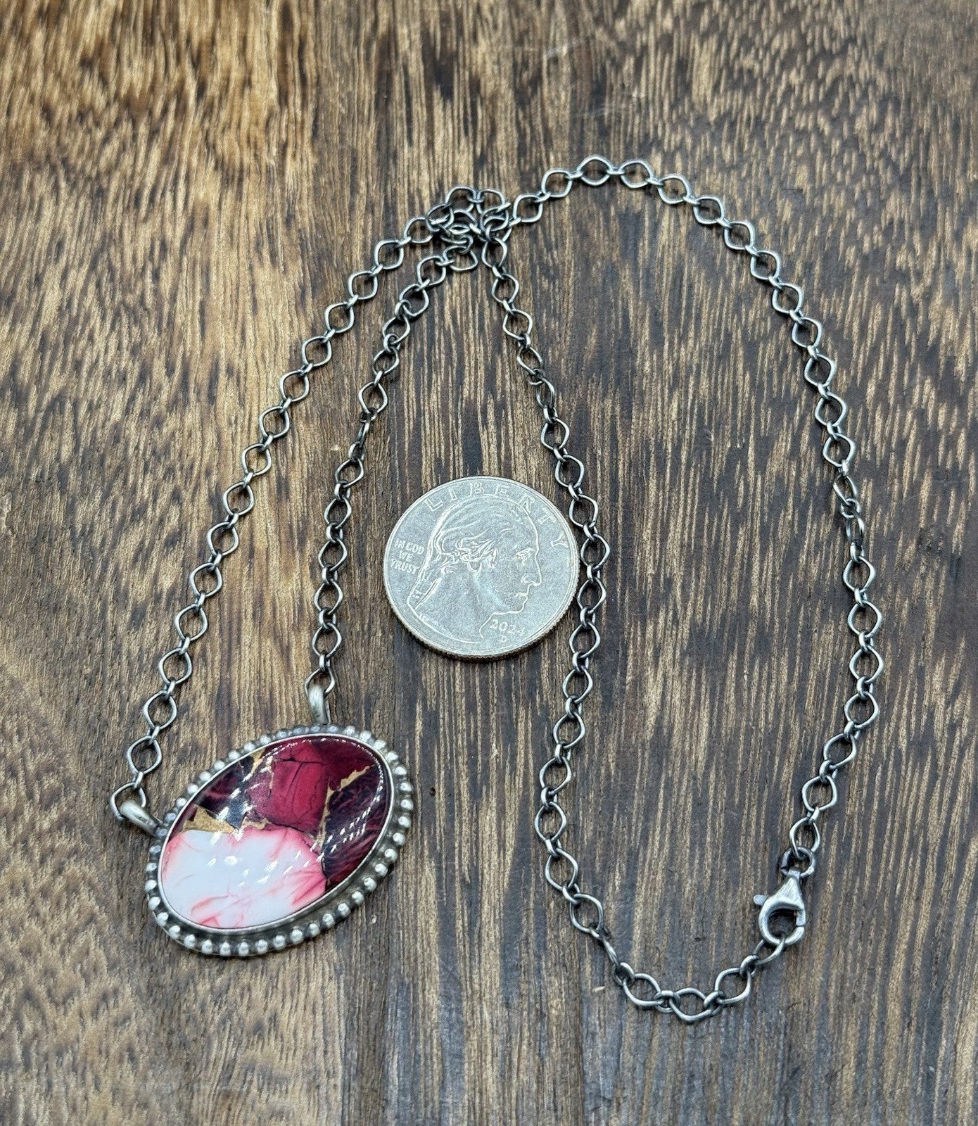 Native American Navajo Handmade Sterling Silver Dahlia Rose Bar Necklace 18”