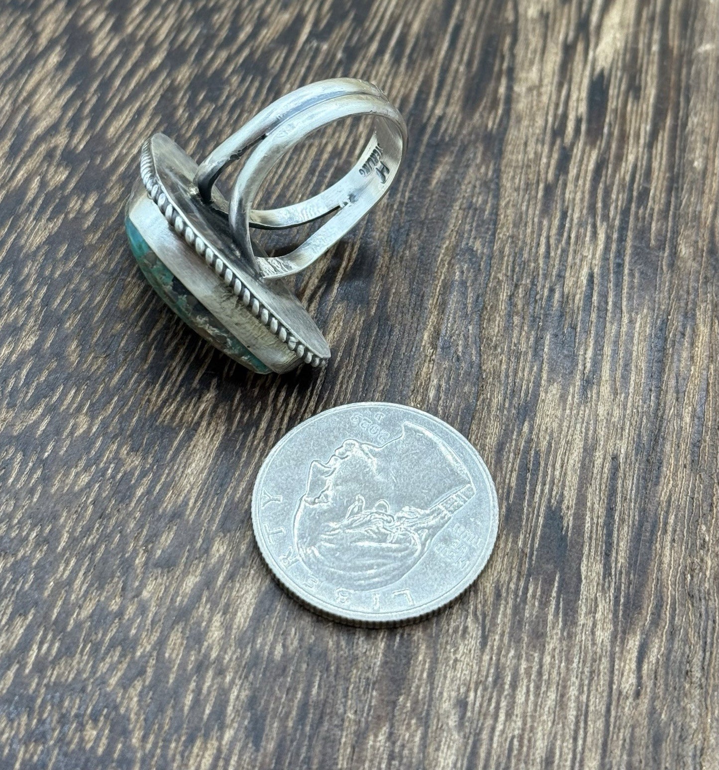 Native American Navajo Handmade Sterling Silver Royston Turquoise Ring Size 9