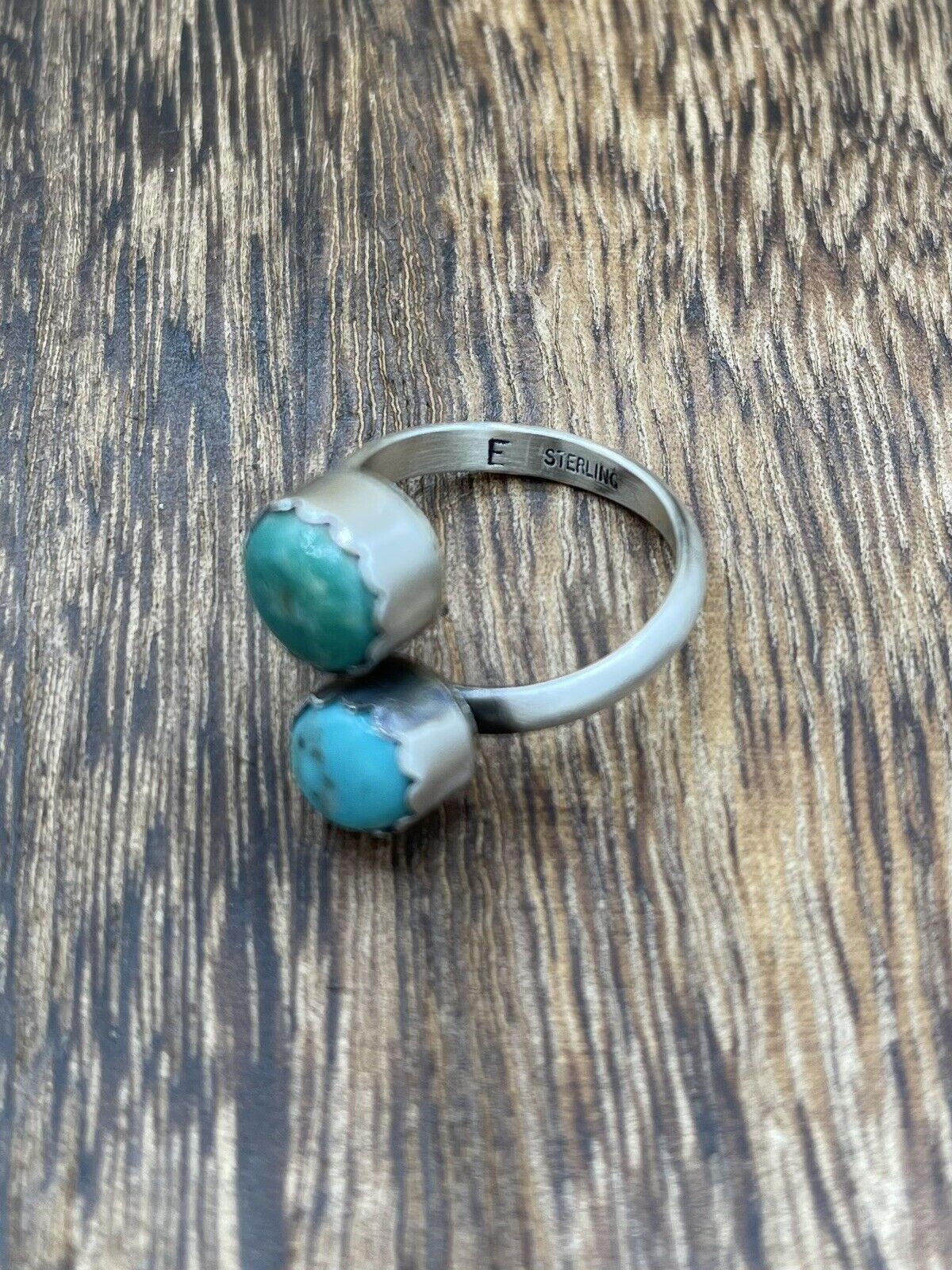 Native American Navajo Handmade Sterling Silver Turquoise Adjustable Ring 6 To 8