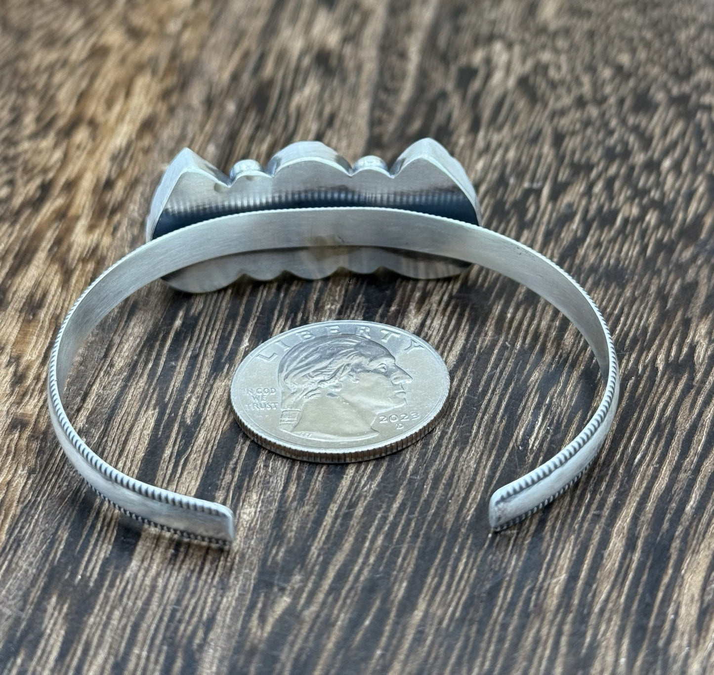 Navajo Handmade Sterling Silver Sonoran Gold Turquoise Stacker Cuff Bracelet