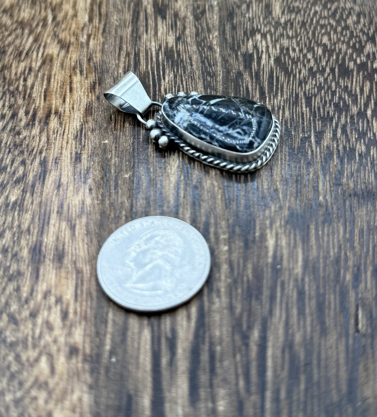 Native American Navajo Handmade Sterling Silver White Buffalo Pendant Old Look